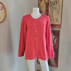 Vintage 90s/Y2K L.L. Bean Peachy Pink Marled Cotton Knit Sweater size 3X